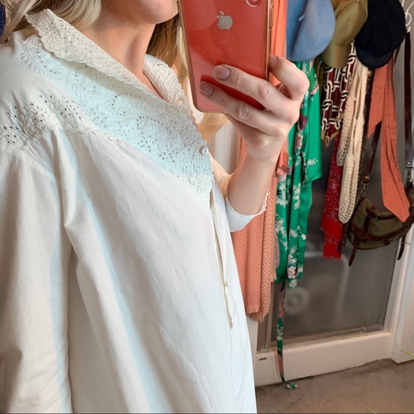 Edwardian White Cotton button up dress Embroidered - Picture 2 of 16